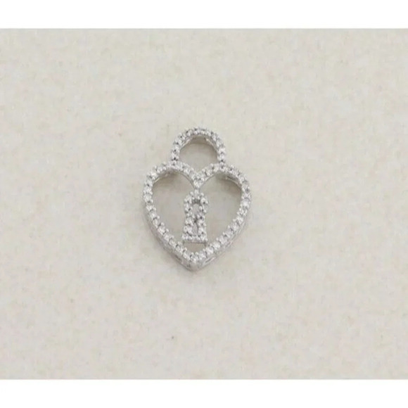 Unbranded Jewelry - Pendant Only 10k White Gold .25 Carat Diamond Key Heart Pendant
